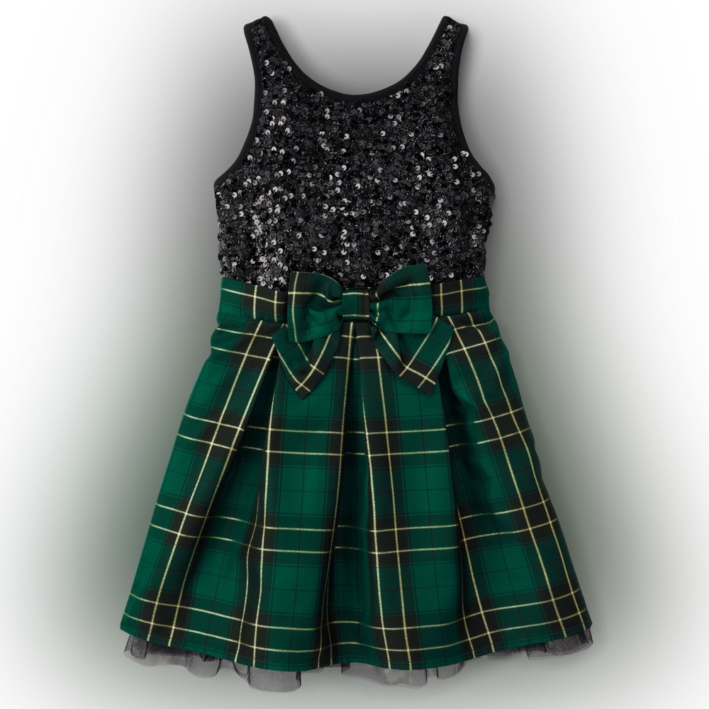 Children’s Place Plaid Sequin Fit and Flare Dress